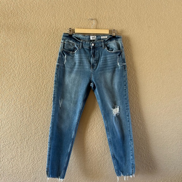 Kensie Blue Distressed Ankle Jeans - Picture 1 of 11